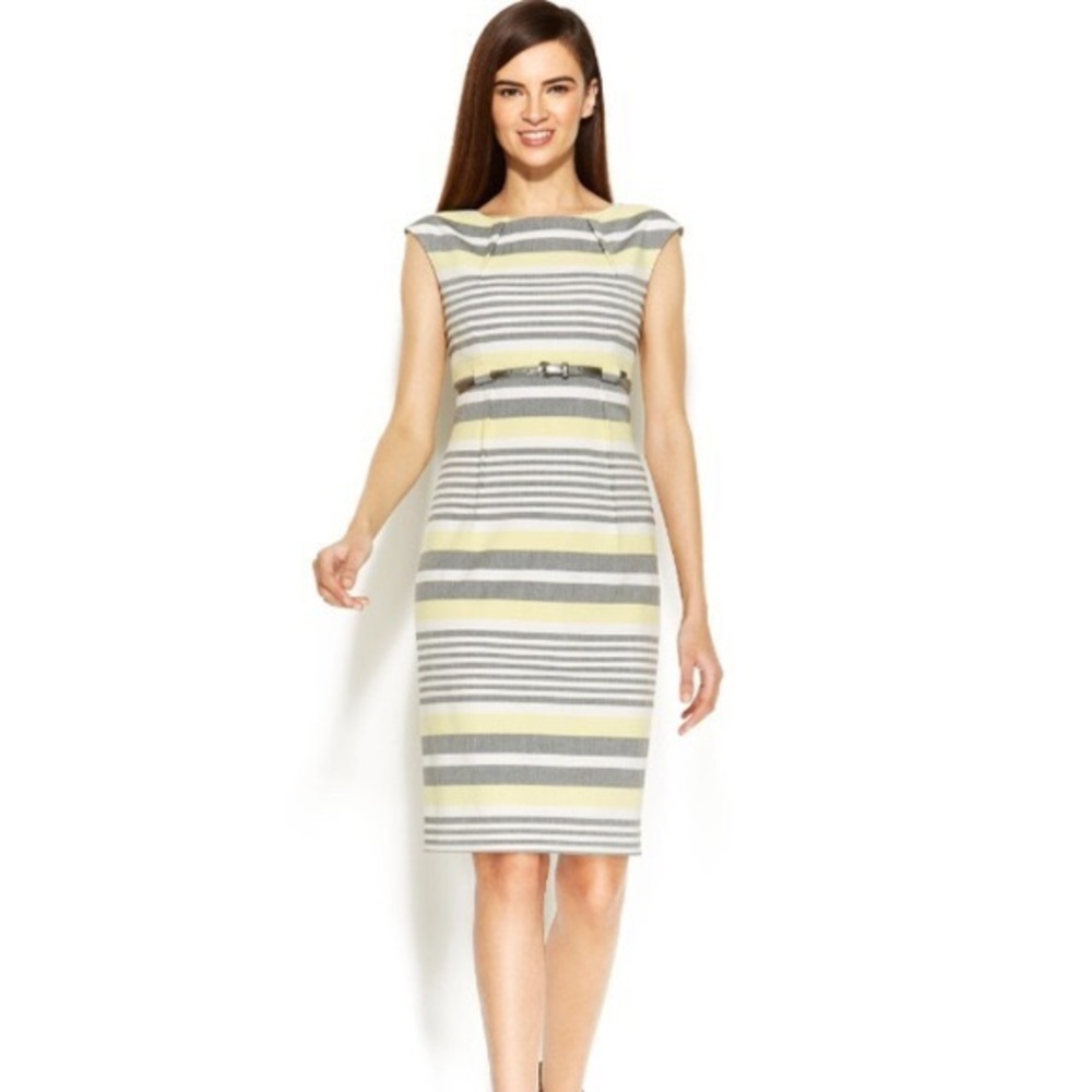 Calvin Klein Plus Size Yellow Grey Dress